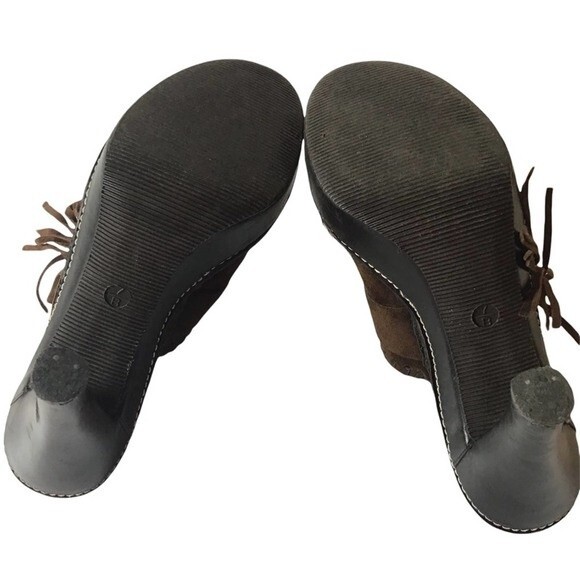 Coach Katryna Brown Suede Fringe Buckle Mules 7B - Picture 7 of 9